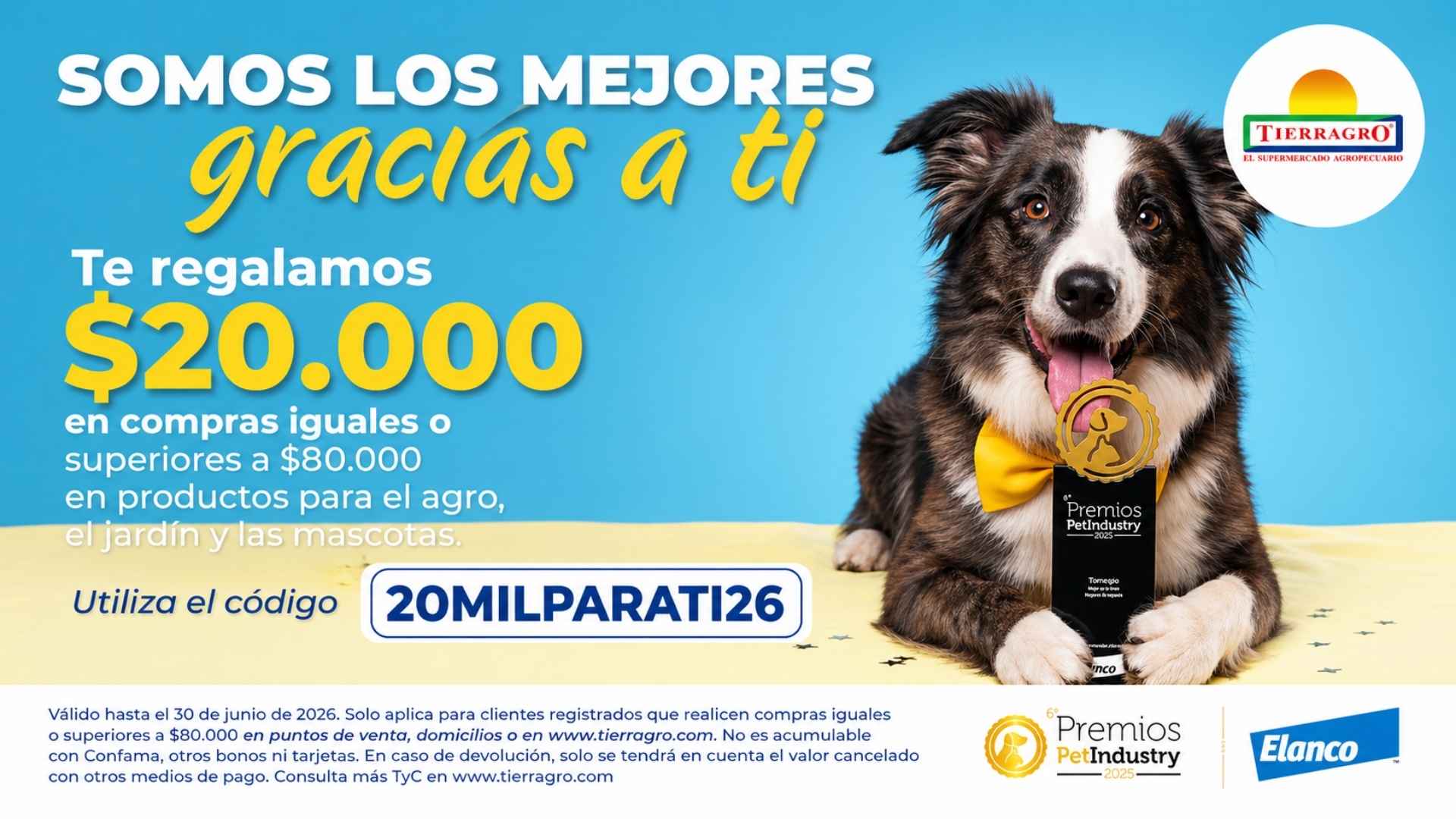 Tierragro celebra su reconocimiento con un regalo para sus clientes: $20.000 para compras de mascotas, jardín y agro